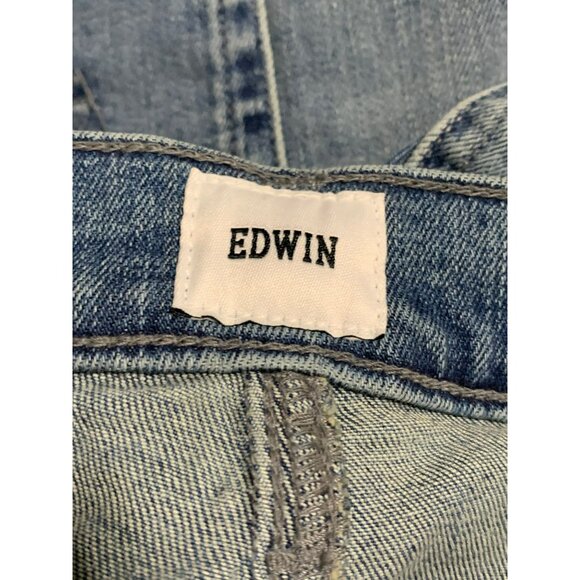 Edwin Elin Crop Straight Jeans Size 27 Ambition Blue Denim Womens NWT $178 - Picture 6 of 9
